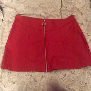 Red Faux Leather Mini Skirt